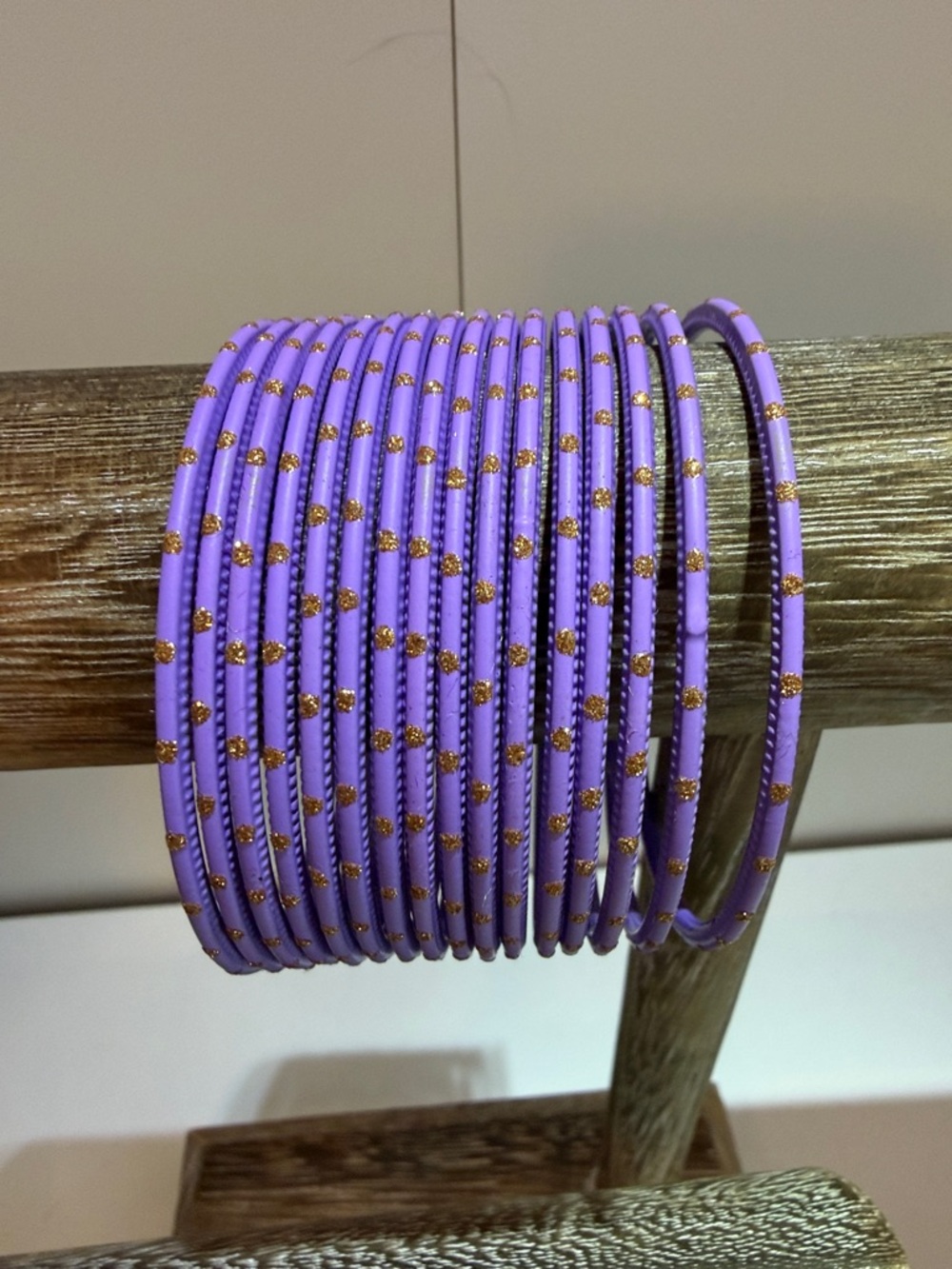 Lavender and Gold Slim Bangle Stack